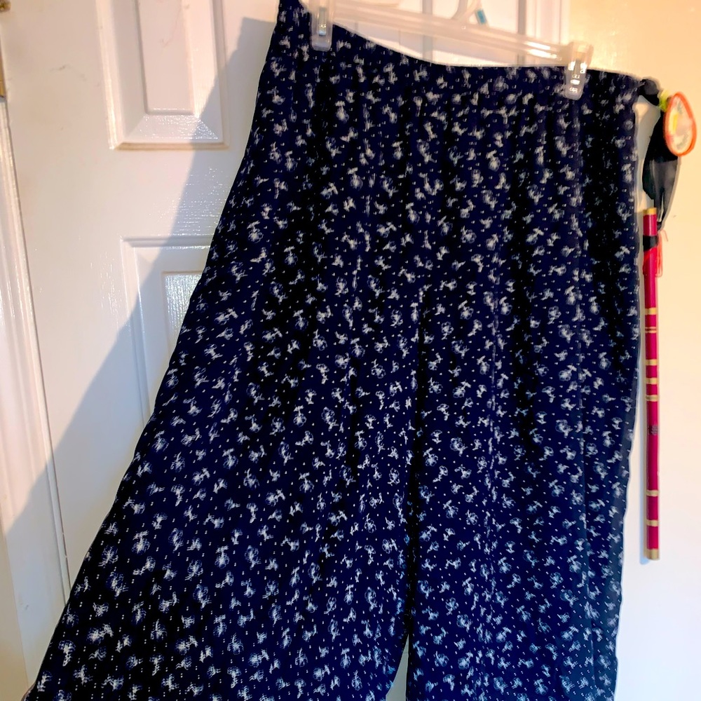 High waisted floral palazzo pants plus size